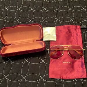 $565 Mens Authentic GUCCI 59mm Aviator Sunglasses Gold 🔥🔥